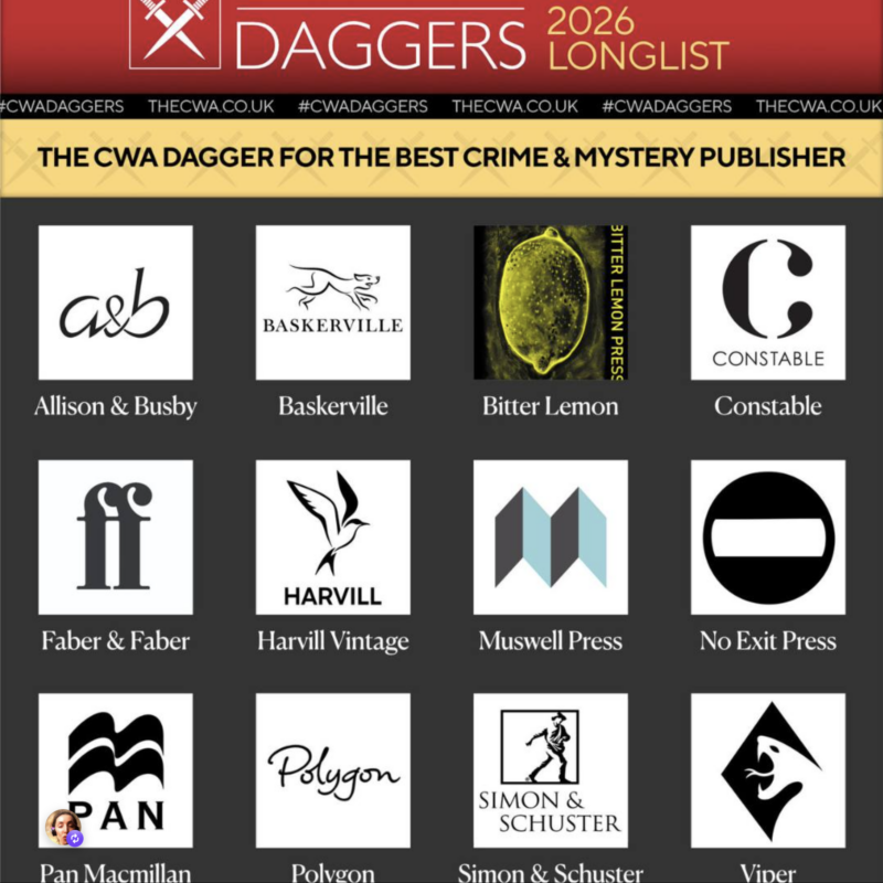 The CWA Dagger for Best Crime & Mystery Publisher longlist!